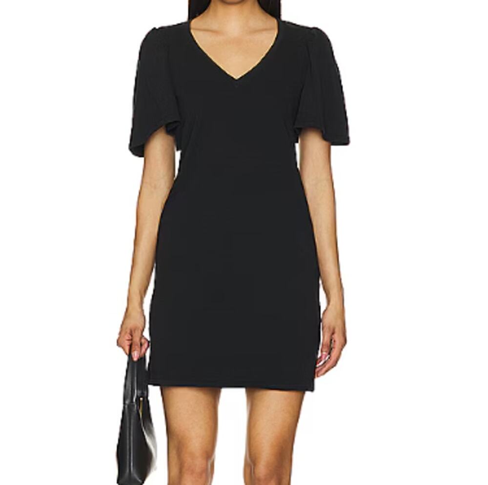 NATION LTD Black Mallory Flutter Sleeve Dress (XS)
